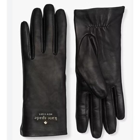 NWT Kate Spade New York Floating Logo Lamb Leather Gloves Touchscreen Size XL - Picture 1 of 7